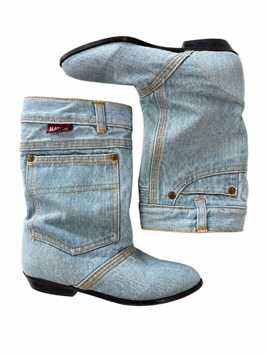 MATAKE Shoes - Vintage MATAKE Denim Boots Y2K Western Jean Boots Size 6.5 Rare